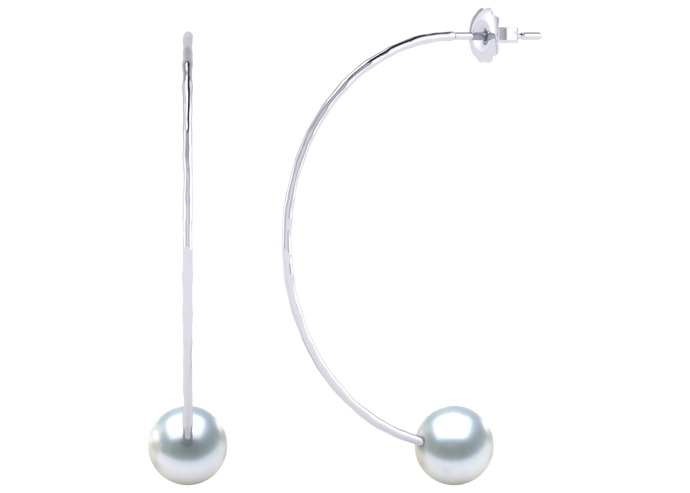 A natural color lustrous TRUE AAA QUALITY Australian South Sea Pearl Earring set features two 8mm South Sea cultured pearls. The Metal is 14K White Gold. The gram weight in this piece is approximately 0.7.