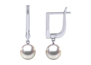 A natural color lustrous TRUE AAA QUALITY Australian South Sea Pearl Earring set features two 8mm South Sea cultured pearls. The Metal is 14K White Gold. The gram weight in this piece is approximately 2.88.