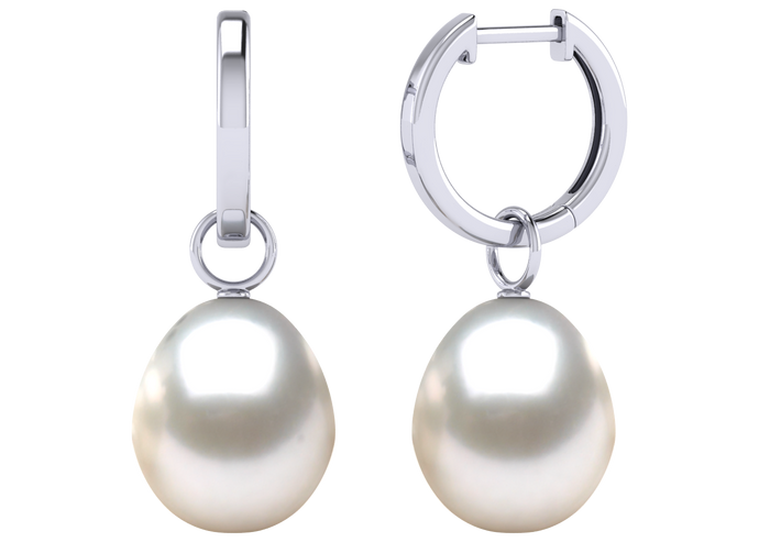 A natural color lustrous TRUE AAA QUALITY Australian South Sea Pearl Earring set features two 9mm South Sea cultured pearls. The Metal is 14K White Gold. The gram weight in this piece is approximately 0.32.