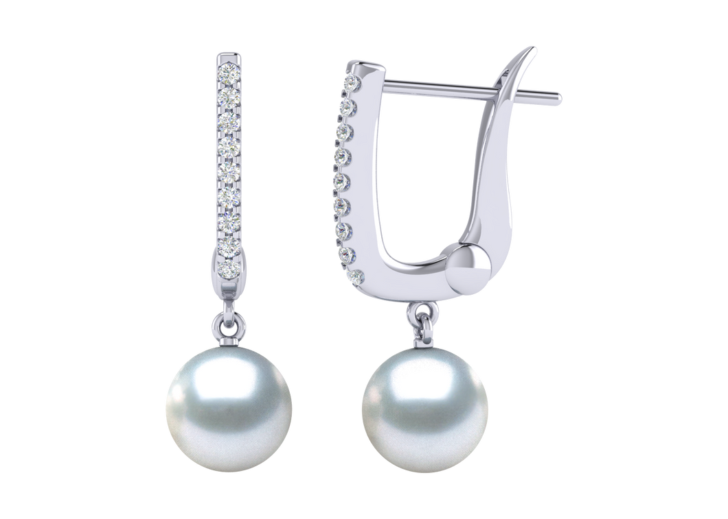 A natural color lustrous TRUE AAA QUALITY Australian South Sea Pearl Earring set features two 7mm South Sea cultured pearls. The Metal is 14K White Gold. The gram weight in this piece is approximately 0.18.