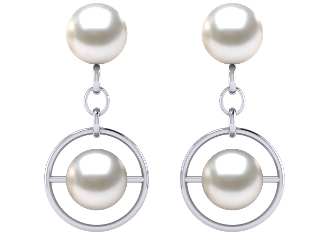 A natural color lustrous TRUE AAA QUALITY Australian South Sea Pearl Earring set features two 13mm South Sea cultured pearls. The Metal is 14K White Gold. The gram weight in this piece is approximately 0.32.