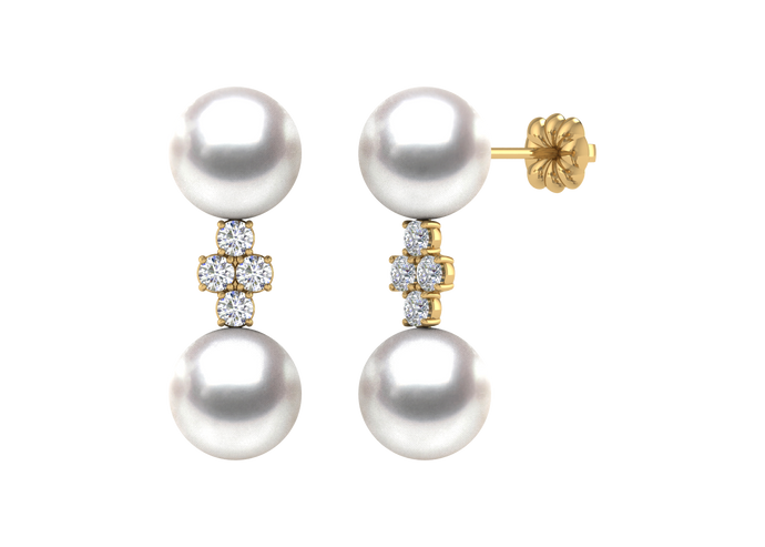 A natural color lustrous TRUE AAA QUALITY Australian South Sea Pearl Earring set features two 13mm South Sea cultured pearls. The Metal is 14K White Gold. The gram weight in this piece is approximately 2.11.