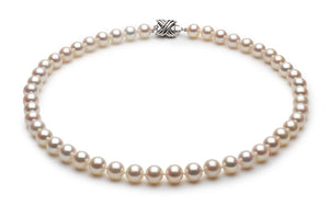 7.5 x 8mm White true AA Quality Freshwater Pearl Necklace