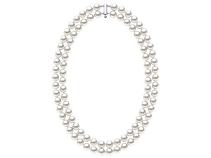 8 to 9mm Double Strand White Freshwater Pearl Necklace