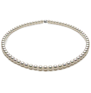 5.5 x 6.00mm Round True AAA Quality White Saltwater Cultured Pearl Necklace 16 Inches