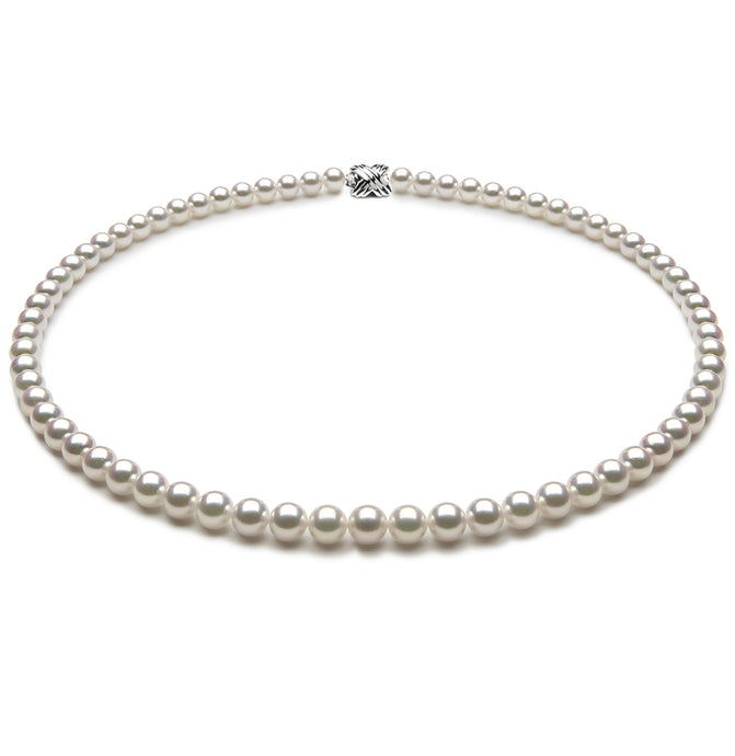 6.0 x 6.50mm Round True AAA Quality White Saltwater Cultured Pearl Necklace 16 Inches