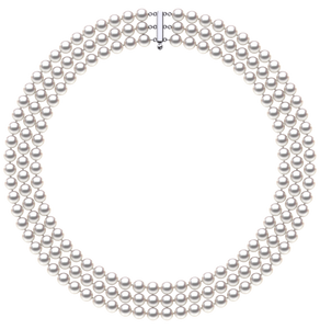 6.5 x 7.00mm Round AA Quality White Rose Saltwater Cultured Pearl Necklace 16 Inches