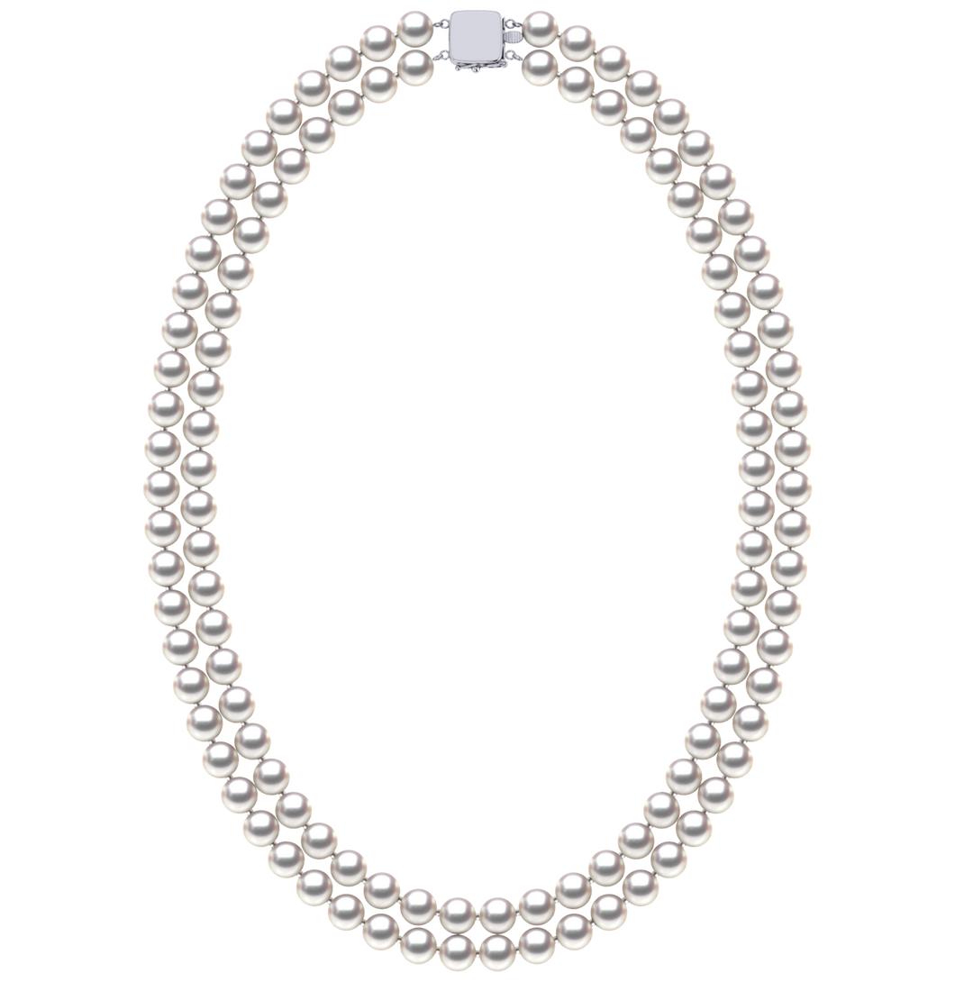 6.5 x 7.00mm Round True AAA Quality White Rose Saltwater Cultured Pearl Necklace 16 Inches