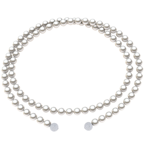 8.25 mm Round True AAA Quality White Rose Saltwater Cultured Pearl Necklace 32 Inches