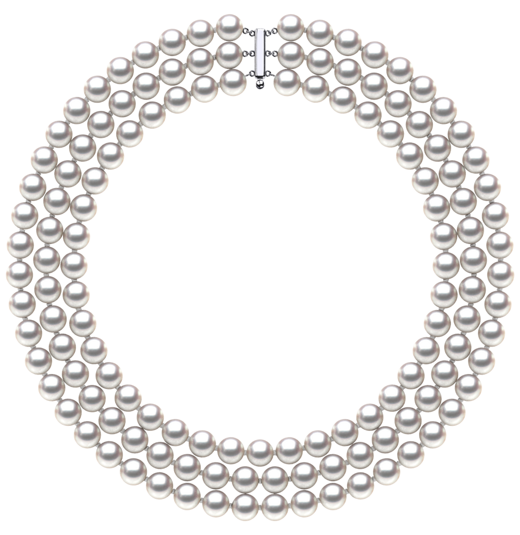 9.0 x 9.50mm Round AA Quality White Rose Saltwater Cultured Pearl Necklace 16 Inches