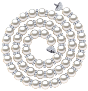8.00 x 8.5mm Round True AAA Quality White Saltwater Cultured Pearl Necklace 16 Inches