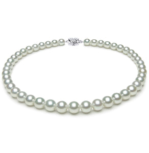8mm x 9mm Round True AAA Quality White Saltwater Cultured Pearl Necklace
