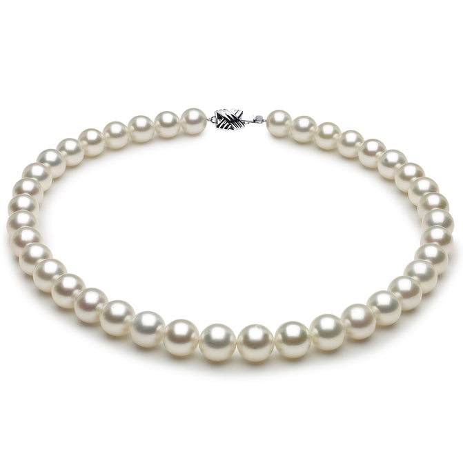 10 x 11mm Mostly Round True AAA Quality White Saltwater Cultured pearl necklace 16 Inches