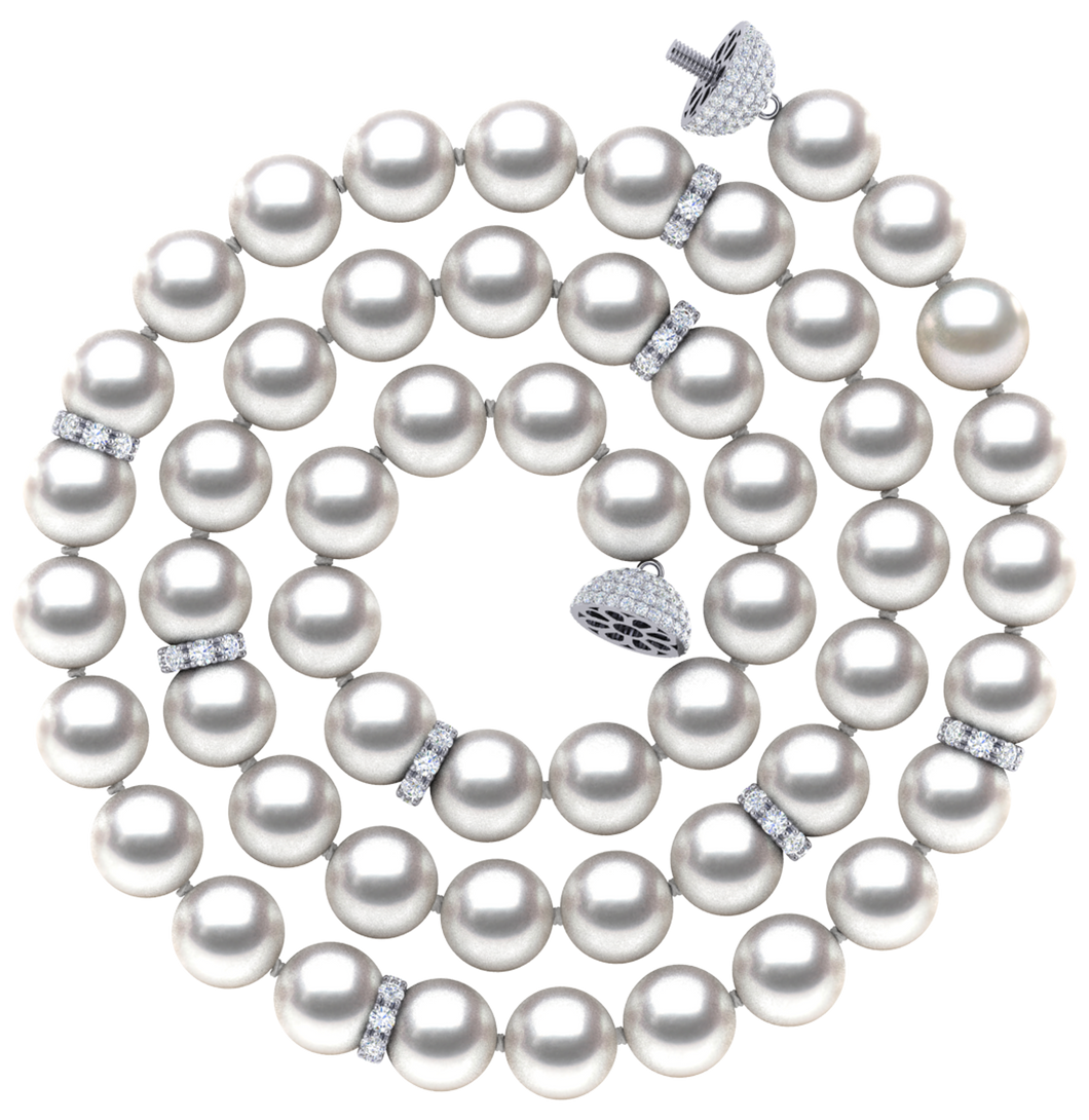 8mm Round True AAA Quality White Saltwater Cultured pearl necklace 16 Inches