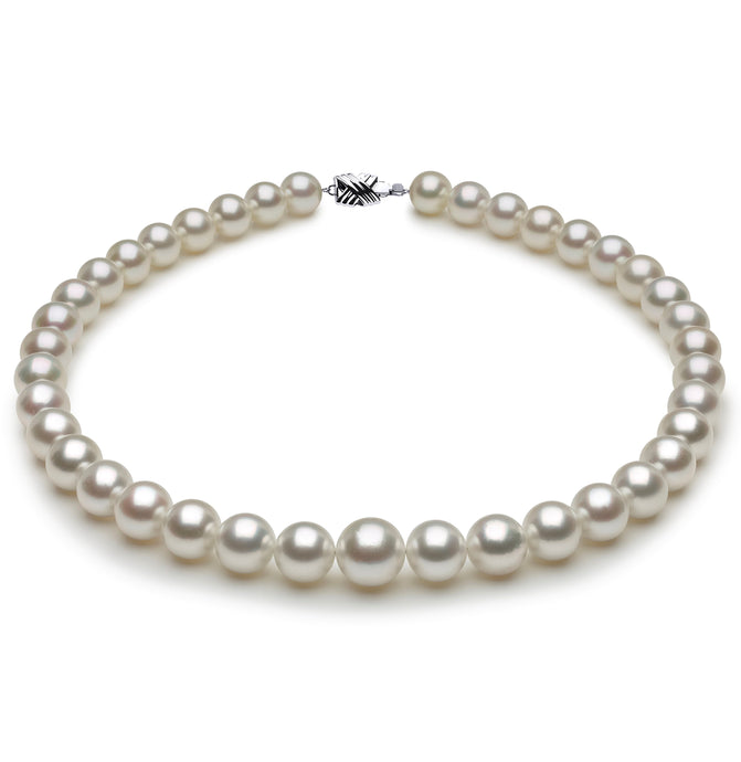 10mm x 13mm Mostly Round True AAA Quality White Saltwater Cultured pearl necklace 16 Inches