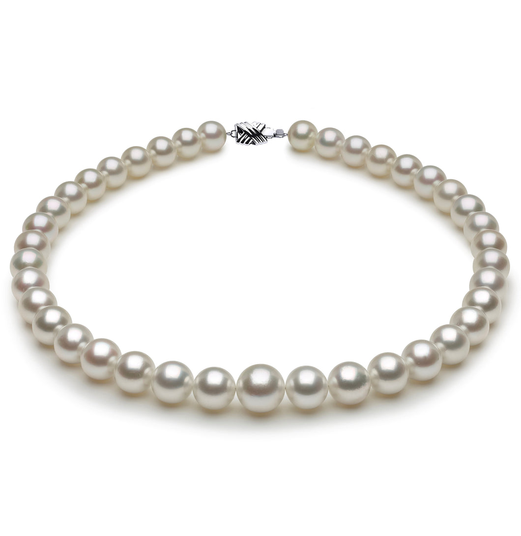 10mm x 13mm Mostly Round True AAA Quality White Saltwater Cultured pearl necklace 16 Inches