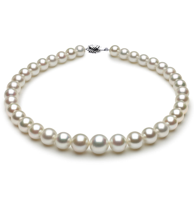 10mm x 14mm Mostly Round True AAA Quality White Saltwater Cultured pearl necklace 16 Inches