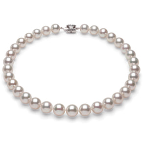 10mm x 11.5mm Round True AAA Quality White Saltwater Cultured pearl necklace 16 Inches