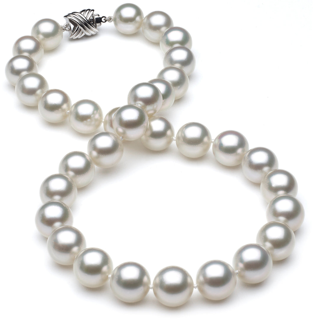 11mm x 11.5mm Round True AAA Quality White Saltwater Cultured pearl necklace 16 Inches