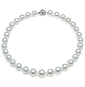 11mm x 12.5mm Round True AAA Quality White Saltwater Cultured pearl necklace 16 Inches