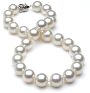 13mm x 15.75mm Round True AAA Quality White Saltwater Cultured pearl necklace 16 Inches