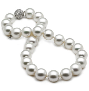 14mm x 16mm Round AAA Quality White Saltwater Cultured pearl necklace 16 Inches