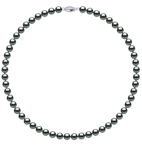 6.5mm x 7mm Round True AAA Quality Black Freshwater Cultured Pearl Necklace