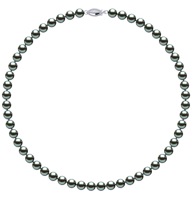 6.5mm x 7mm Round True AAA Quality Blue Freshwater Cultured Pearl Necklace