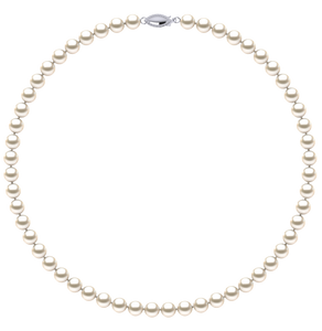 6.5mm x 7mm Round True AAA Quality Light Cream Freshwater Cultured Pearl Necklace