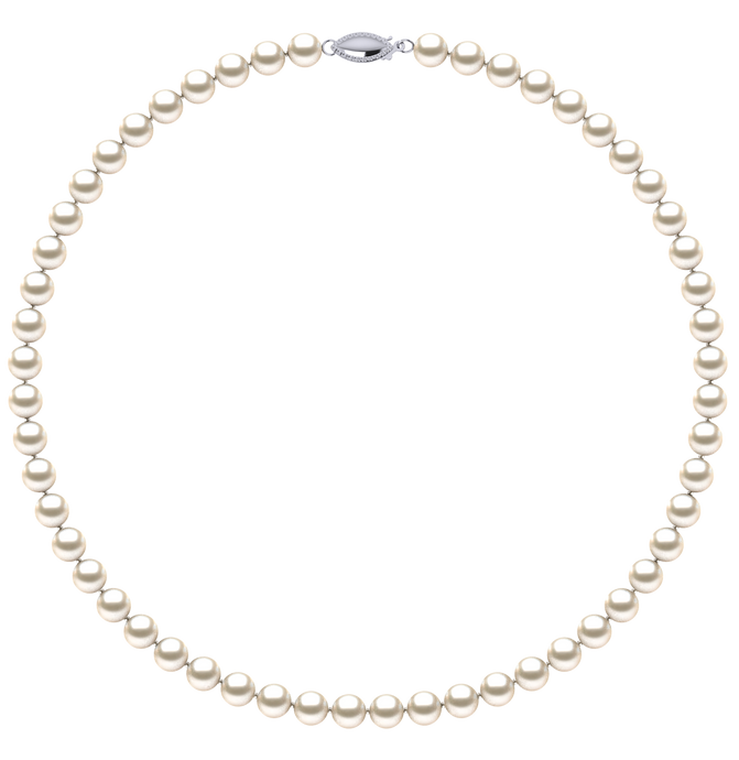 6.5mm x 7mm Round True AAA Quality Light Cream Freshwater Cultured Pearl Necklace