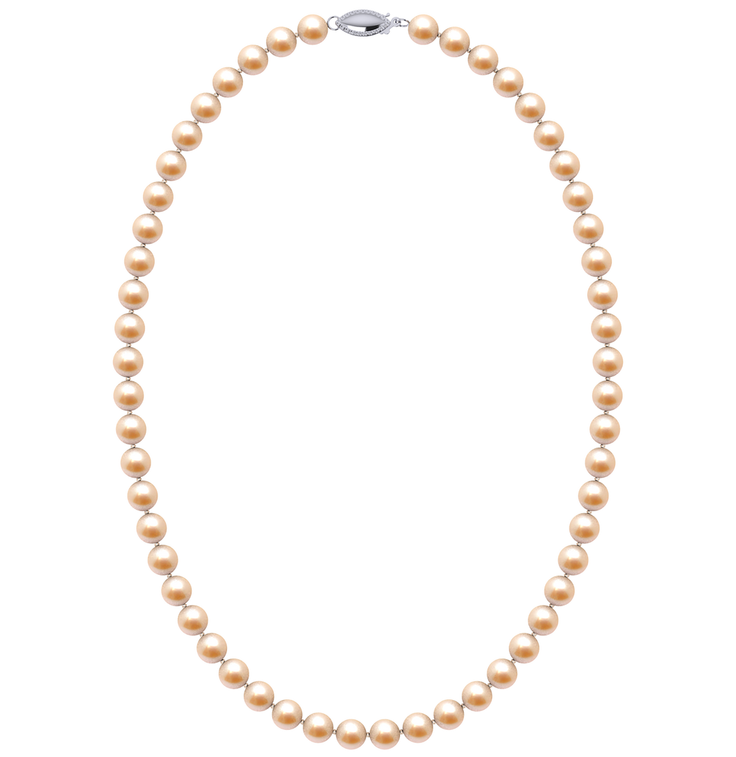 6.5mm x 7mm Round True AAA Quality Peach Freshwater Cultured Pearl Necklace