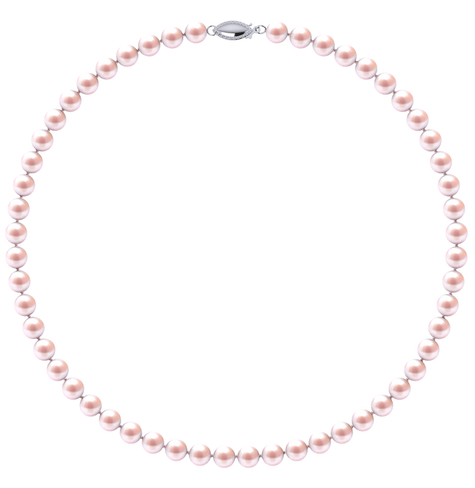 6.5mm x 7mm Round True AAA Quality Pink Freshwater Cultured Pearl Necklace