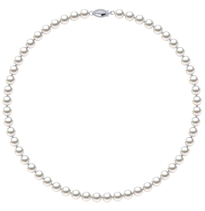 6.5mm x 7mm Round True AAA Quality White Freshwater Cultured Pearl Necklace