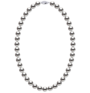 8mm x 9mm Round True AAA Quality Grey Freshwater Cultured Pearl Necklace