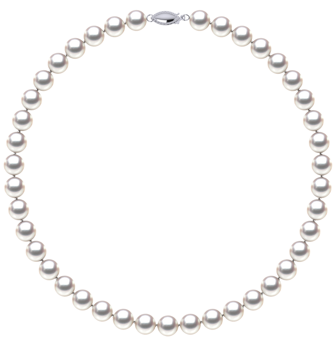8mm x 9mm Round True AAA Quality White Rose Freshwater Cultured Pearl Necklace