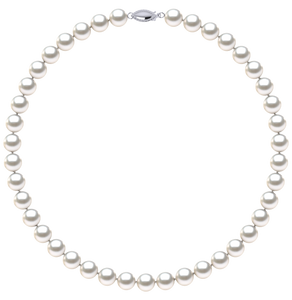 8mm x 9mm Round True AAA Quality White Freshwater Cultured Pearl Necklace