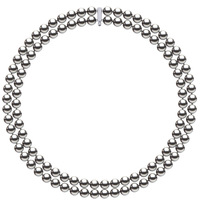 7mm x 8mm Round True AAA Quality Grey Freshwater Cultured Pearl Necklace