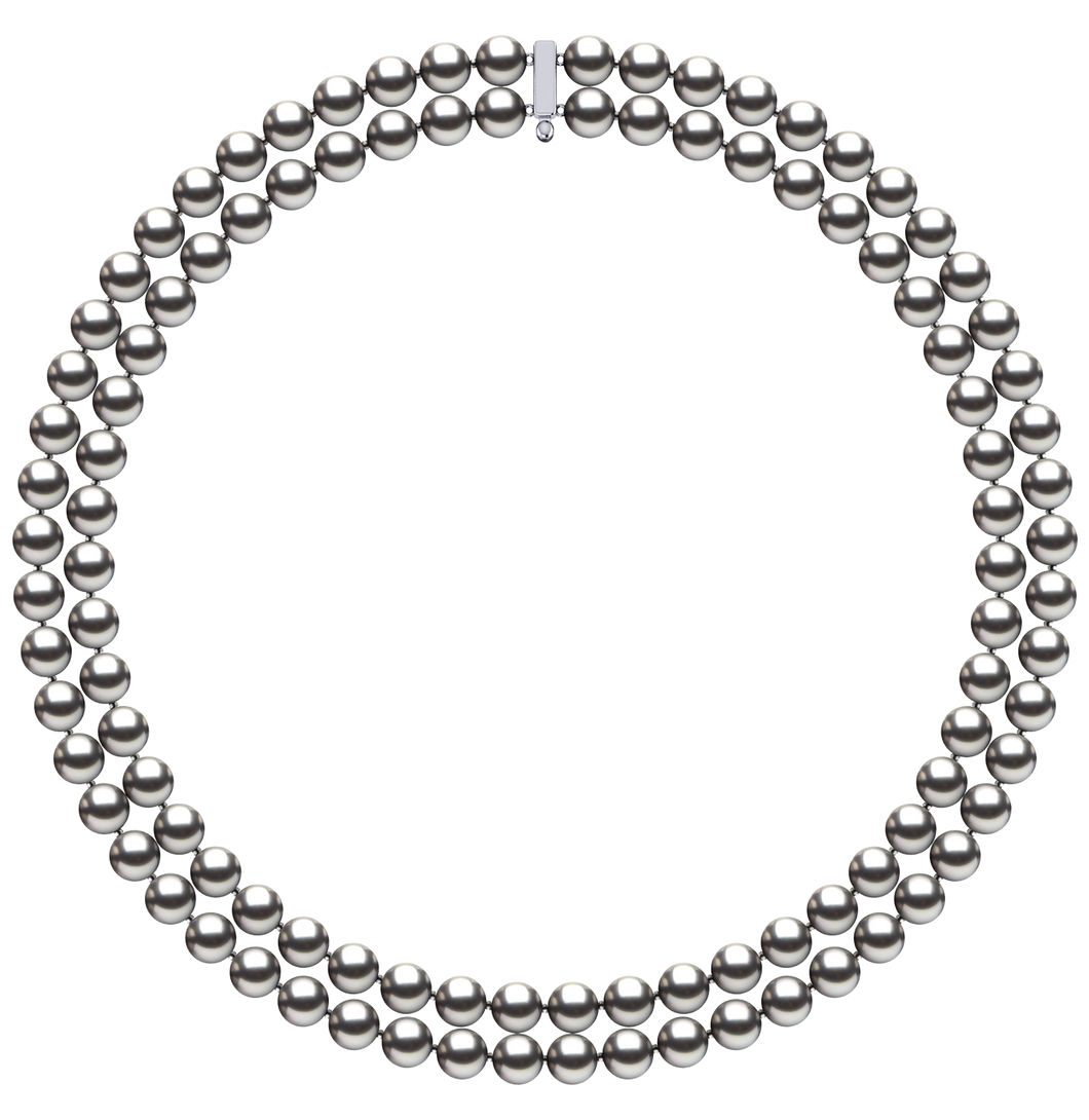 7mm x 8mm Round True AAA Quality Grey Freshwater Cultured Pearl Necklace