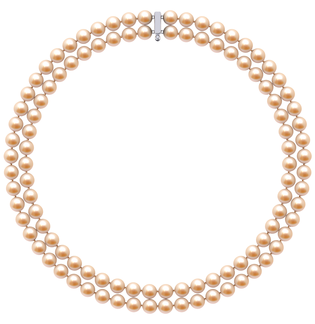 7mm x 8mm Round True AAA Quality Peach Freshwater Cultured Pearl Necklace