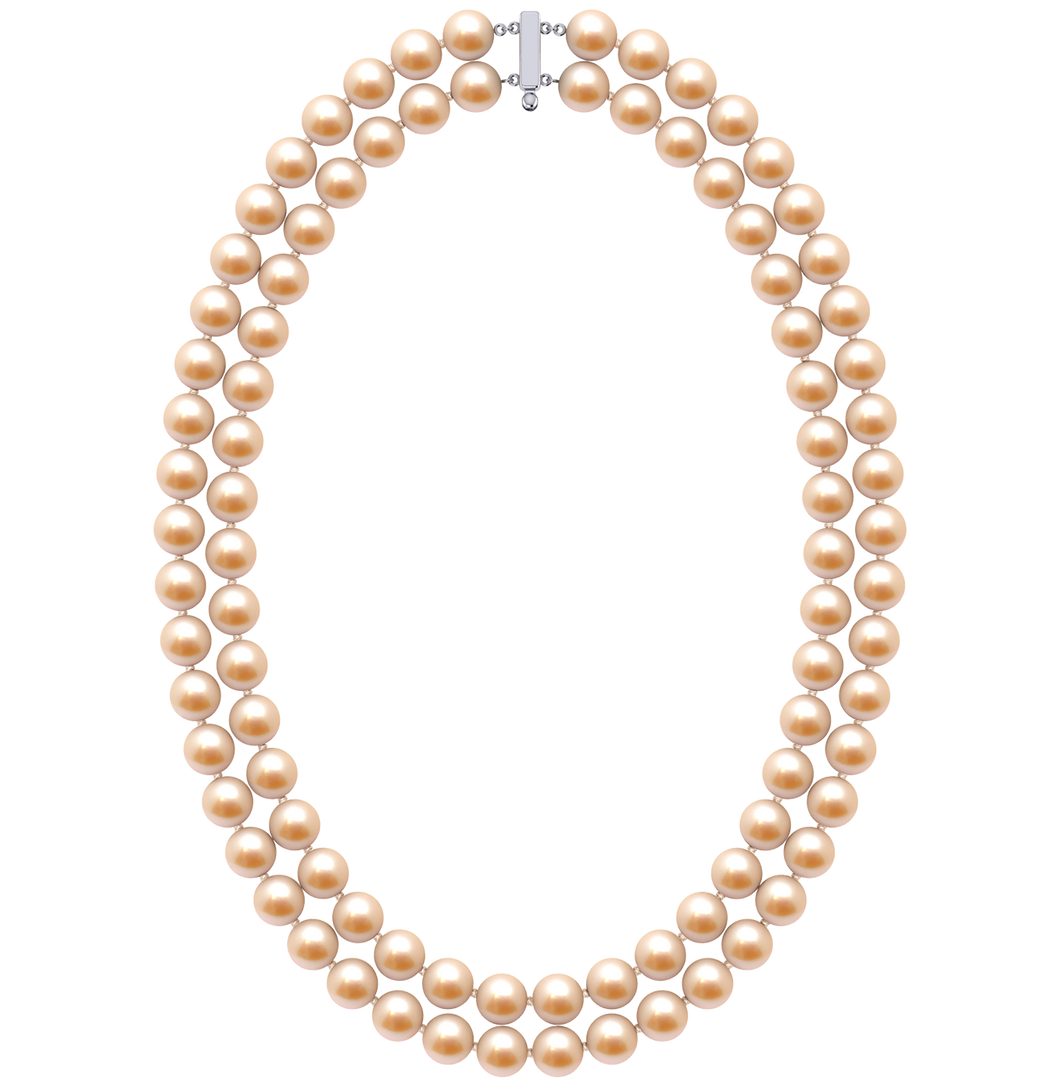 8mm x 9mm Round True AAA Quality Peach Freshwater Cultured Pearl Necklace