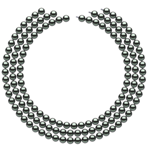 7mm x 7.5mm Round True AAA Quality Black Light Green Freshwater Cultured Pearl Necklace from China 51 Inches