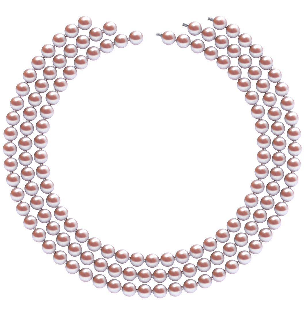 7mm x 7.5mm Round True AAA Quality Lavender Freshwater Cultured Pearl Necklace from China 51 Inches