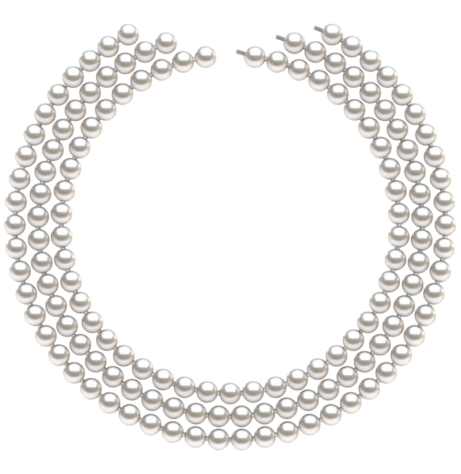 7mm x 7.5mm Round True AAA Quality White Freshwater Cultured Pearl Necklace from China 51 Inches
