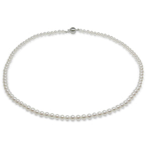 3mm X 3.5mm Round AAA Quality White Freshwater Cultured Pearl Necklace