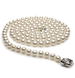 6.5mm x 7mm Off-Round AA Quality White Freshwater Cultured Pearl Necklace  36 Inches