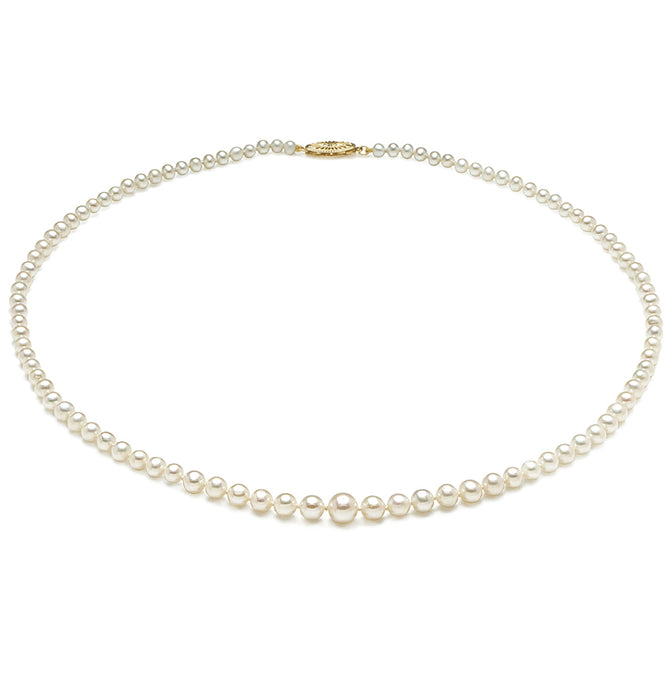 8mm x 9mm Drop AAA Quality White Freshwater Cultured Pearl Necklace from China with a 14K Gold Clasp