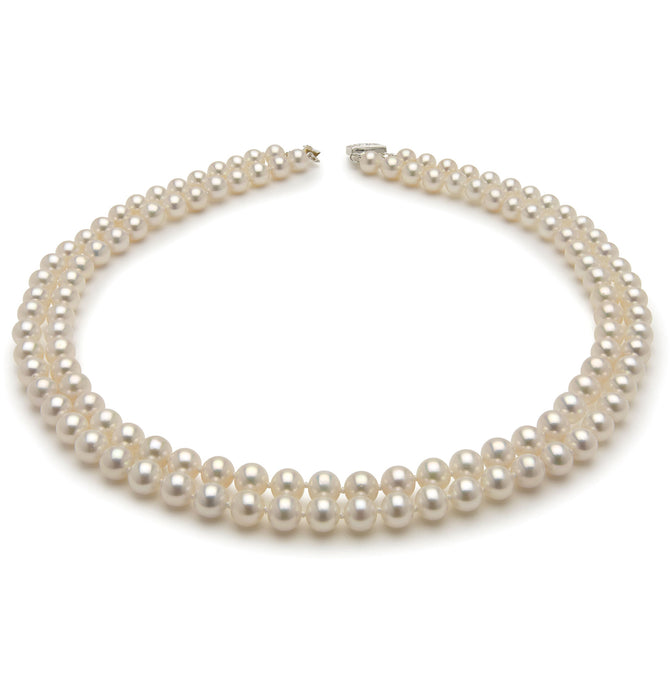 6.5mm x 7mm Off-Round AA Quality White Freshwater Cultured Pearl Necklace