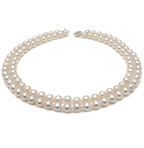 7.5mm x 8mm Off-Round AA Quality White Freshwater Cultured Pearl Necklace