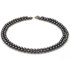 6mm x 6.5mm Round AAA Quality Black Saltwater Cultured Pearl Necklace