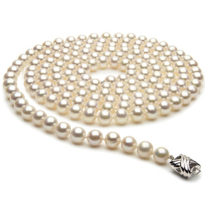 7.5mm x 8mm Off-Round AA Quality White Freshwater Cultured Pearl Necklace  52 Inches